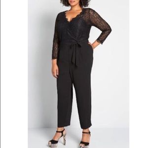 Modcloth All The Feels Lace Twofer Jumpsuit in Black